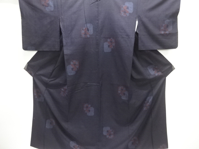 JAPANESE KIMONO / YUKI TSUMUGI / ISHIGE / WOVEN ABSTRACT PATTERN